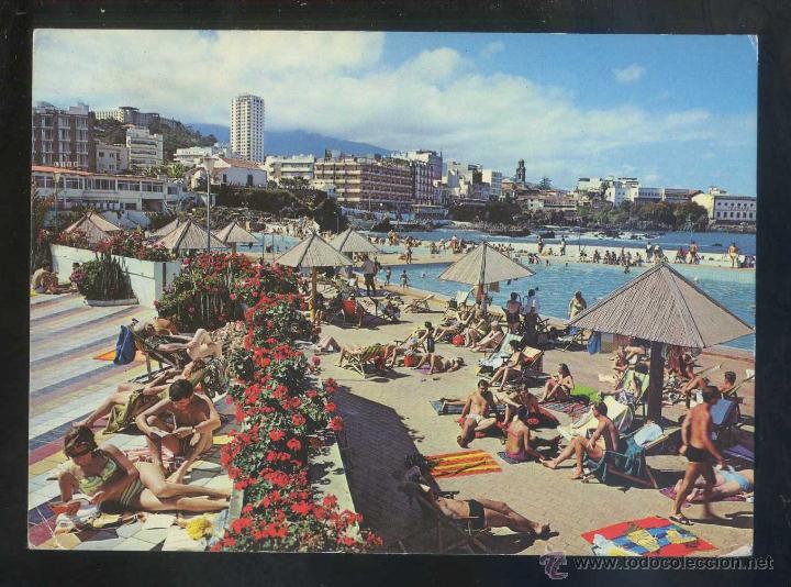 Postales: Puerto de la Cruz *Solarium de las piscinas San Telmo* Ed. H.W. Hintz n&ordm; TEN-5018. Circulada 1971.
