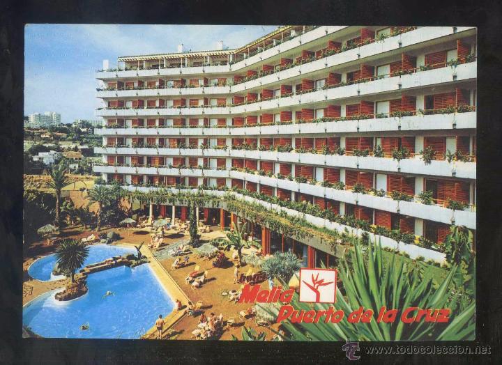 Postales: Puerto de la Cruz *Hotel Meli&aacute;* Ed. Global Traders n&ordm; 88. Circulada 1981.