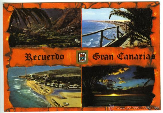 Postales: N&ordm; 575 Gran Canaria. Diversos aspectos. Postal Escudo de Oro.