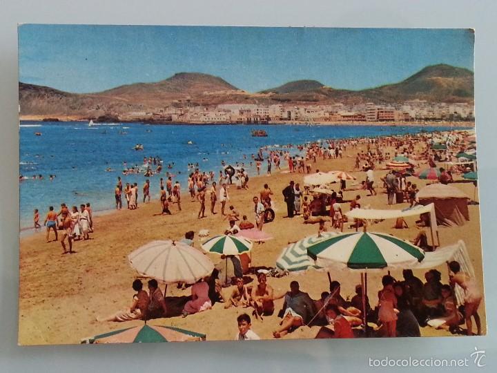 Postales: ANTIGUA TARJETA POSTAL DE LAS PALMAS DE GRAN CANARIA N&ordm; 13 PLAYA DE LAS CANTERAS ED. CANARIA A&Ntilde;OS 60