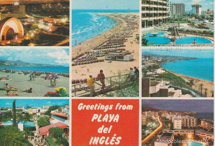 Postales: PLAYA DEL INGLES. GRAN CANARIA + 1 AGUJERO DE CHINCHETA
