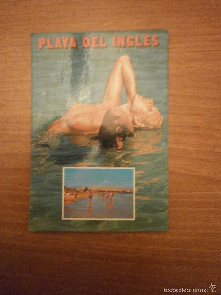 Postales: POSTAL SOUVENIR PLAYA DEL INGLES GRAN CANARIAS CIRCULADA