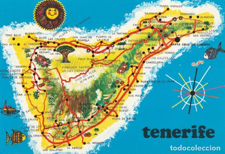 Postales: N&ordm; 1173 POSTAL TENERIFE MAPA DE LA ISLA - Foto 1