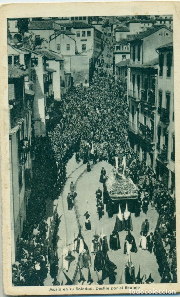 Cartoline: SEMANA SANTA 1955. PROCESION MARIA SANTISIMA EN SU SOLEDAD. DESFILE POR EL REALEJO.CIRCULADA