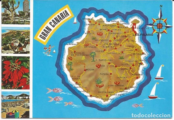 Postales: [POSTAL] Mapa de la isla de Gran Canaria (sin circular)