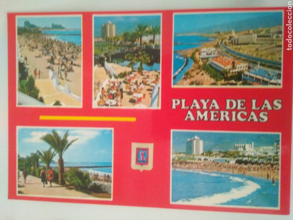 Postcards: POSTAL PLAYA LAS AMERICAS TENERIFE DIVERSOS ASPECTOS.N14 ORO