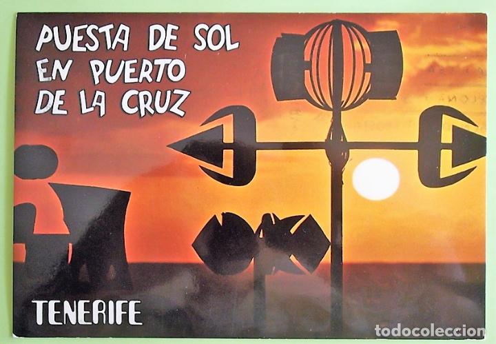 Postkarten: Puerto de la Cruz. 45 Atardecer. Euroafricana de Turismo. Usada con sello. Color.
