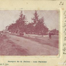 Postales: LAS PALMAS. PARQUE DE SAN TELMO. CIRCULADA EN 1904. EDICIONES CAFE CONCIERTO. MUY RARA. Lote 154446870