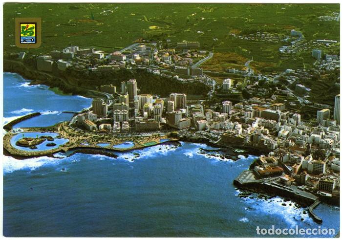 Postkarten: N&ordm; 72 - TENERFIFE. Puerto de La Cruz. Vista parcial a&eacute;rea. Circulada. Ed. FISA.