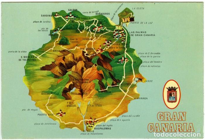 Postales: N&ordm; 81001 - GRAN CANARIA. Plano de la isla. Sin circular. Ed. EVEREST.