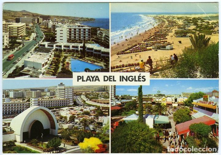 Postales: N&ordm; 2CT 392 - GRAN CANARIA. Playa del Ingl&eacute;s. Diversos aspectos. Circulada en 1979. Ed. JOHN HINDE.