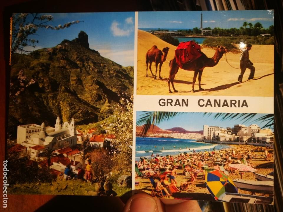 Postales: Postal Gran Canaria Est&aacute; Isla con encanto y clima especiales 1970 JOHN HINDE escrita y sellada