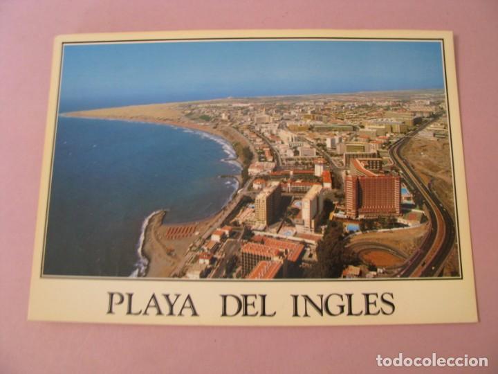 Postales: VISTA A&Eacute;REA PLAYA DE INGLES. GRAN CANARIA. EXCLUSIVA DE MANUEL BRITO AUYANET. ESCRITA.