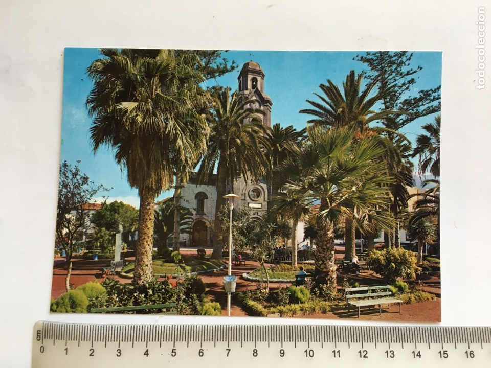 Postcards: POSTAL. PUERTO DE LA CRUZ. PLAZA PE&Ntilde;A DE FRANCIA. IGLESIA. GLOBAL TRADERS.