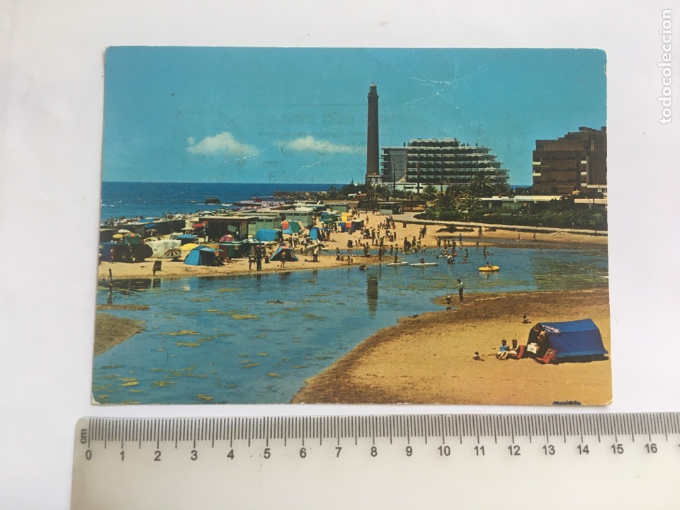 Postales: POSTAL. GRAN CANARIA. CHARCA Y FARO DE MASPALOMAS. COLECCI&Oacute;N LAS AFORTUNADAS.