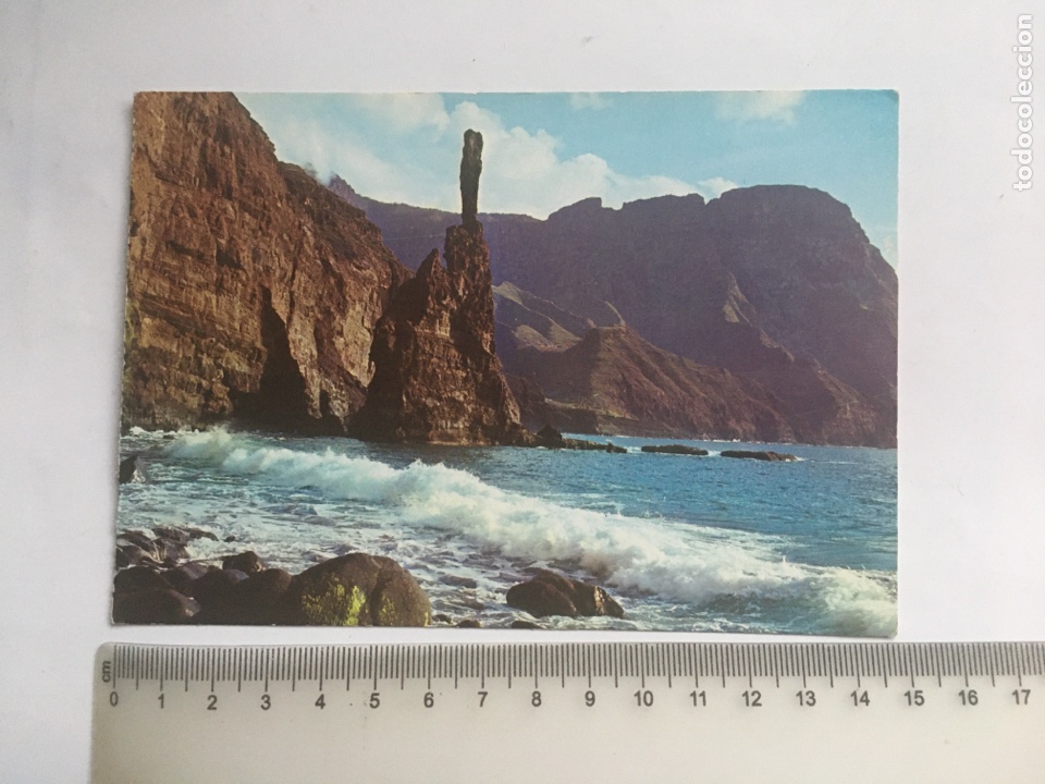 Postales: POSTAL. PUERTO DE LAS NIEVES. GRAN CANARIA. ROQUE, EL DEDO DE DIOS. COLECCI&Oacute;N LAS AFORTUNADAS.