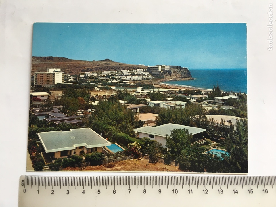 Postales: POSTAL. GRAN CANARIA. VISTA GENERAL SAN AGUST&Iacute;N Y PLAYA. GLOBAL TRADERS.