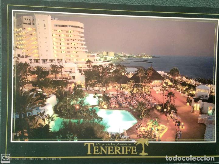 Postales: Tenerife. Atardecer en Playa de Las Am&eacute;ricas (Hotel Jard&iacute;n Tropical). Nueva. Color