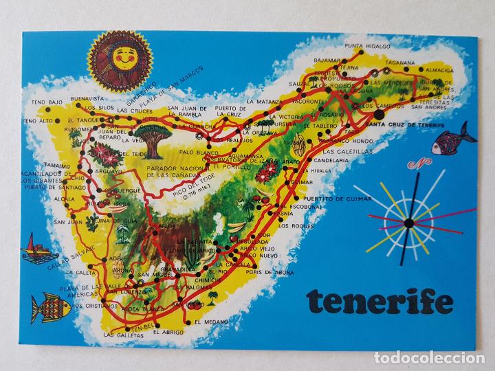 Postales: TENERIFE MAPA DE LA ISLA CANARIAS POSTAL - Foto 1