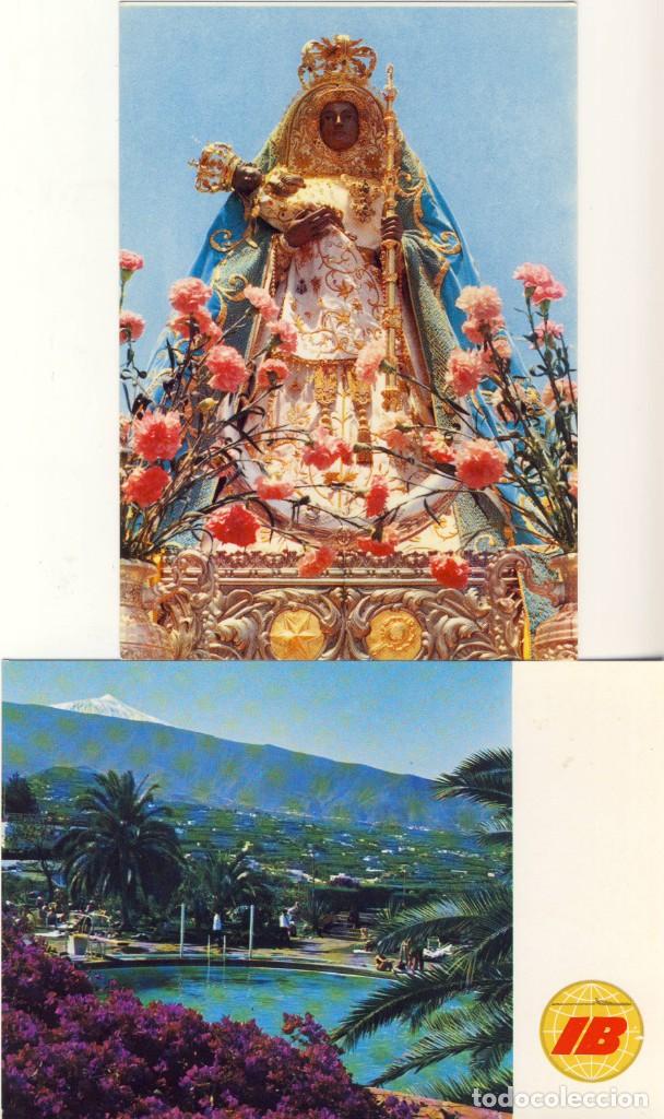 Postcards: PUERTO DE LA CRUZ Y VIRGEN DE CANDELARIA, PATRONA DE CANARIAS.- SIN USAR.-
