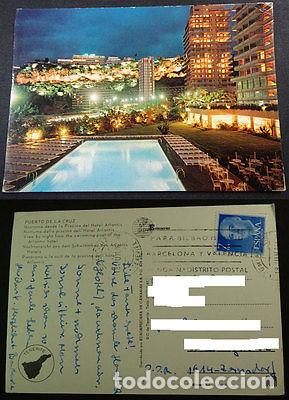 Postais: POSTAL PUERTO LA CRUZ TENERIFE HOTEL ATLANTIS NOCTURNO CANARIAS POSTCARD CC03711