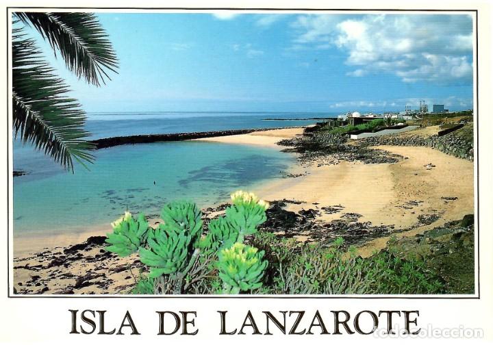 Postales: N&ordm; 143 L-LANZAROTE. Playa Bastian. Escrita en 1992. ED. BRITO & MANZANO SOUVENIRS
