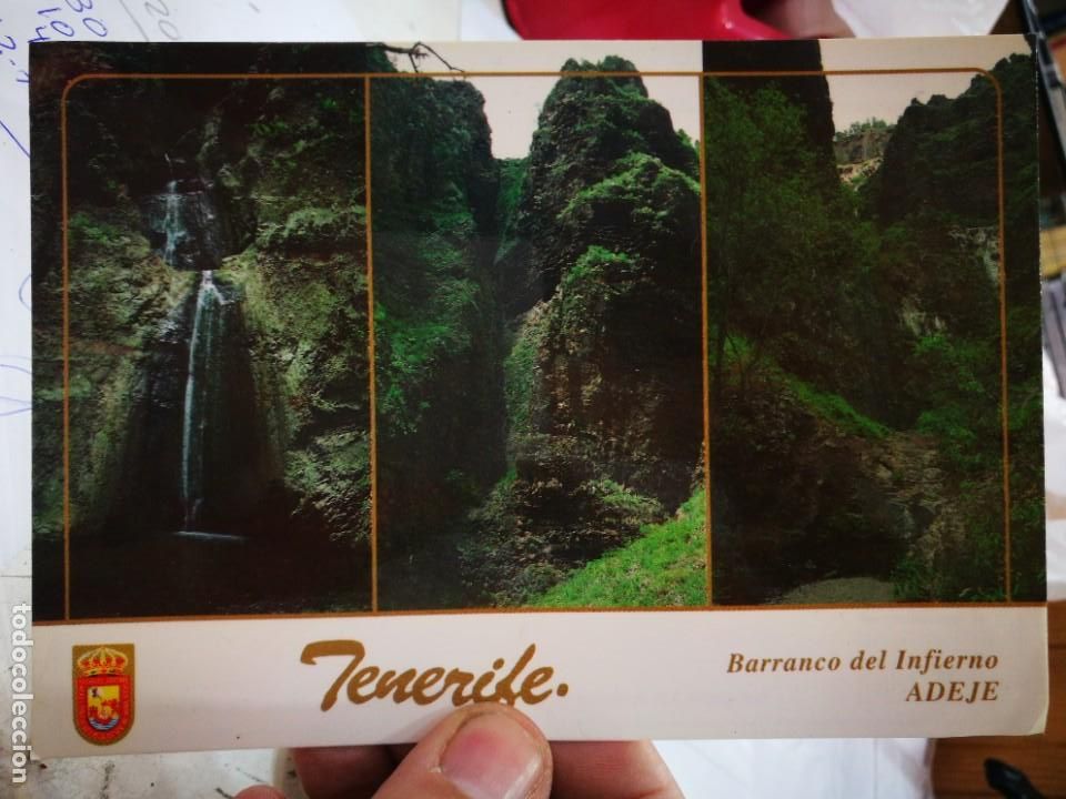 Cartes Postales: Postal ISLAS CANARIAS Barranco del Infierno Adeje Tenerife mal estado a estado pegada