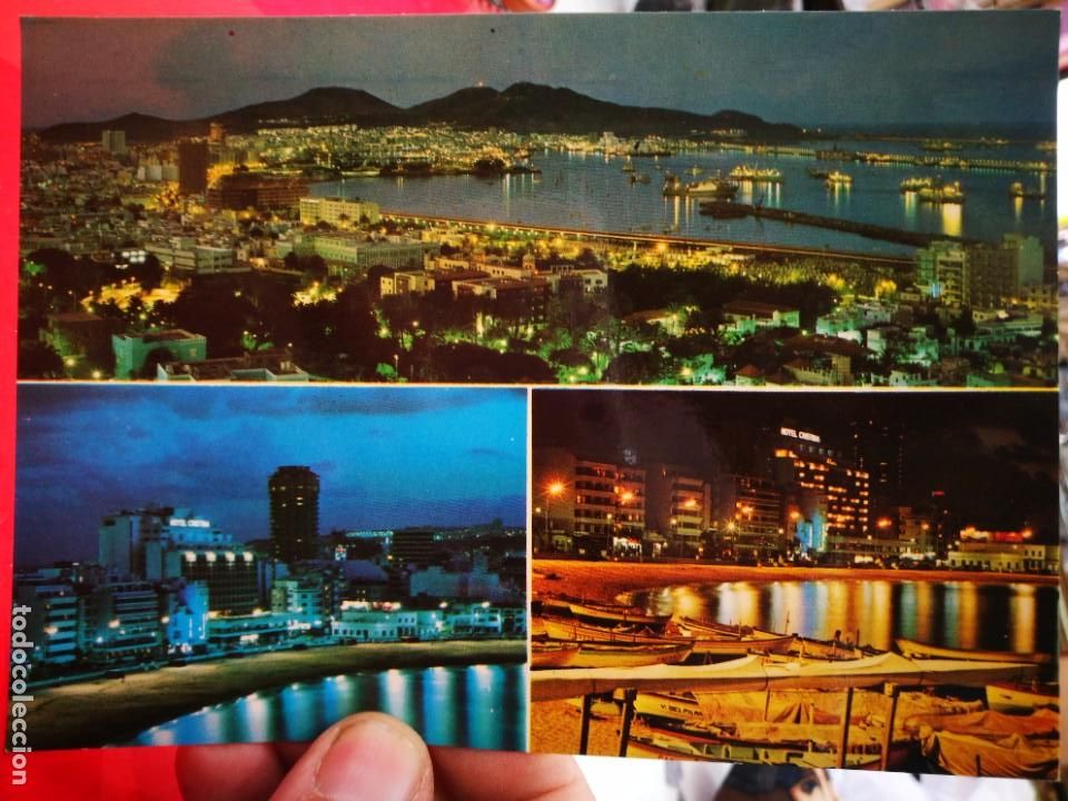 Postales: Postal GRAN CANARIA Vista Nocturna de la Ciudad Nocturno en las Playas de las Canteras Danza de Col.