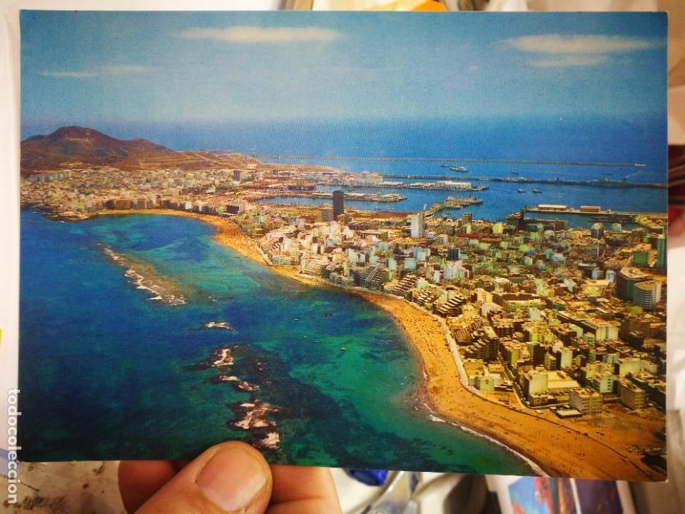 Postales: Postal GRAN CANARIA Vista A&eacute;rea Playa de Las Canteras COLECCI&Oacute;N LAS AFORTUNADAS N 10083 RABADAN S/C