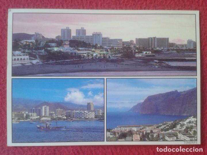 Cartoline: POST CARD TENERIFE CANARY ISLANDS PLAYA DE LAS AM&Eacute;RICAS, LOS CRISTIANOS Y LOS GIGANTES, VISTAS...VER