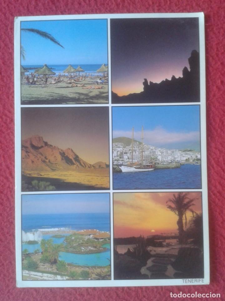 Cartoline: POST CARD TENERIFE CANARY ISLANDS PLAYA DE LAS AM&Eacute;RICAS LAS CA&Ntilde;ADAS LOS CRISTIANOS Y PUERTO LA CRUZ.