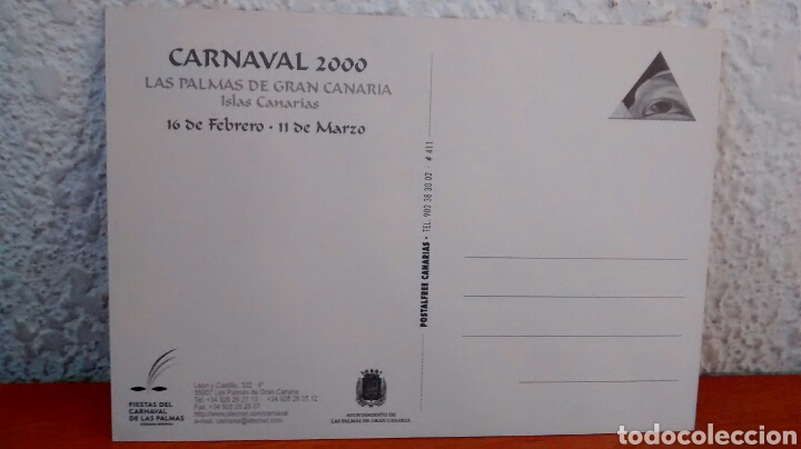 Postales: CARNAVAL 2000. LAS PALMAS DE GRAN CANARIA. ISLAS CANARIAS. CARTEL DE J. DAMASO. SIN CIRCULAR. - Foto 2 - 302576718