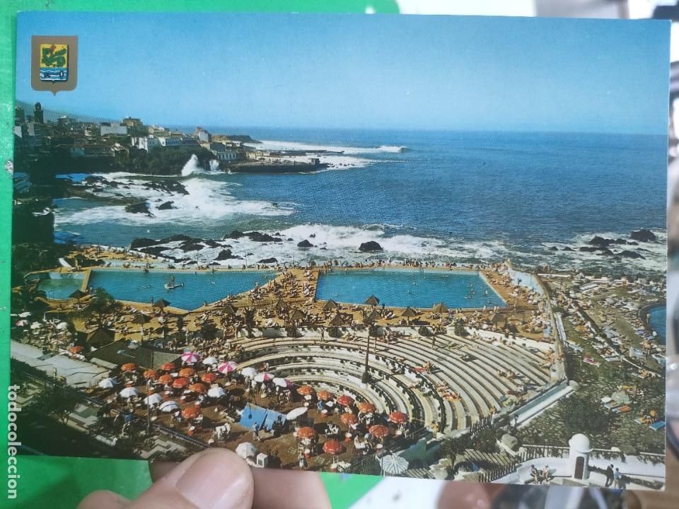 Postcards: Postal Puerto de la Cruz TENERIFE Piscinas Liso Santelmo Vista Parcial N 8 FOTO SUMINISTROS Escudo d