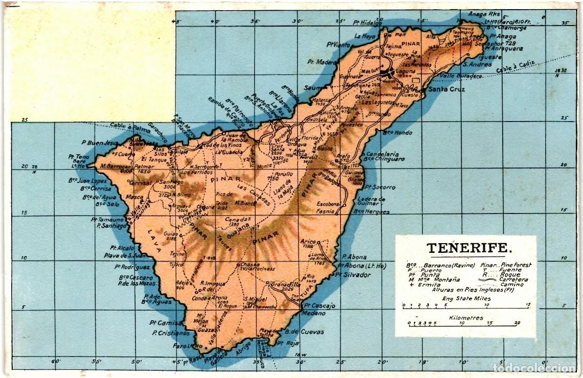 Postales: TARJETA POSTAL MAPA DE TENERIFE - Foto 1