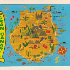 Postales: MAPA DE LA ISLA DE GRAN CANARIA (1975). Lote 401374404