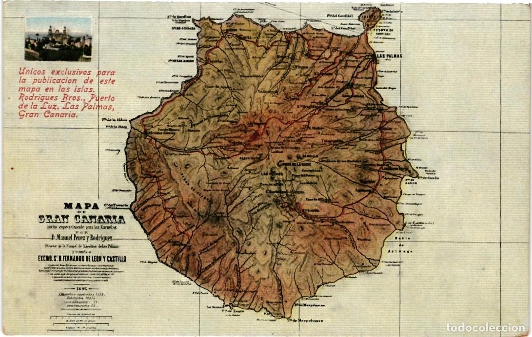 Postales: MAPA DE GRAN CANARIA. (ED. RODRIGUES BROS.) - Foto 1