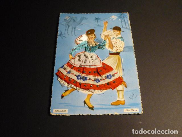 Postales: CANARIAS POSTAL BORDADA FOLIA - Foto 1