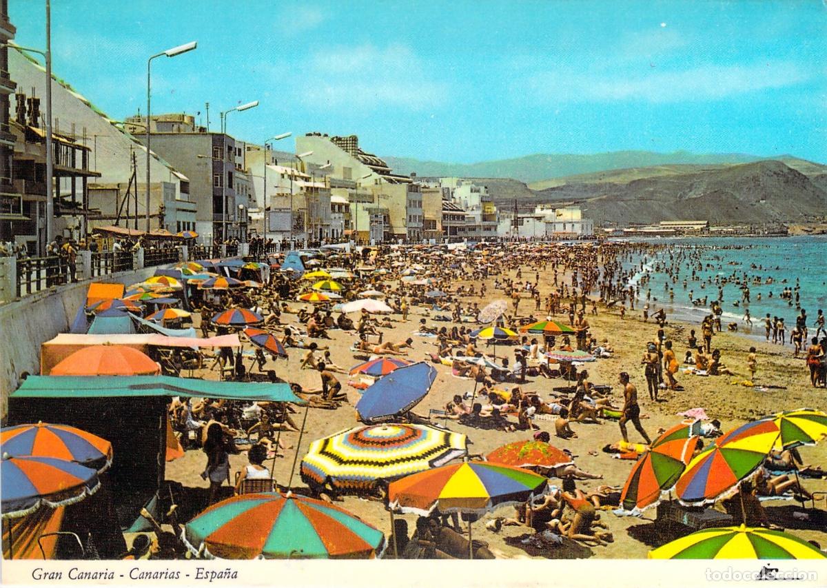 Postales: Postal de la Playa de Las Canteras en Las Palmas de Gran Canaria