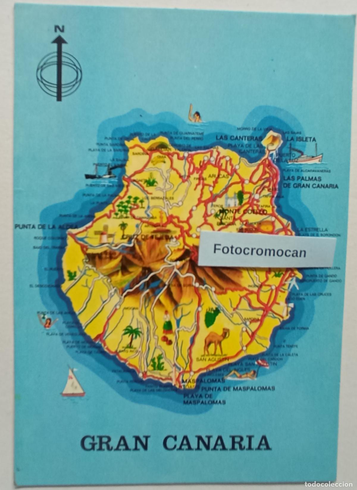 Postales: POSTAL. MAPA DE GRAN CANARIA. DISTRIBUIDORA FRANROJA. N&ordm; 5140