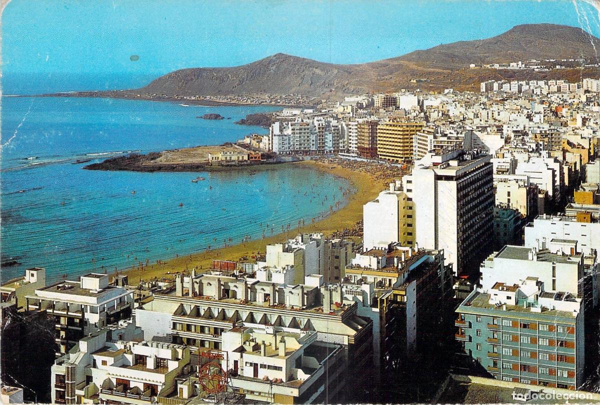 Postales: Postal de la Playa de las Canteras en Las Palmas de Gran Canaria