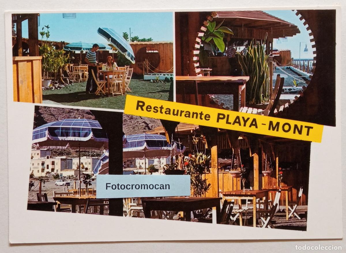 Postales: RESTAURANTE PLAYA MONT. TAZACORTE. LA PALMA. ED. MONTERO. CON PUBLICIDAD AL DORSO