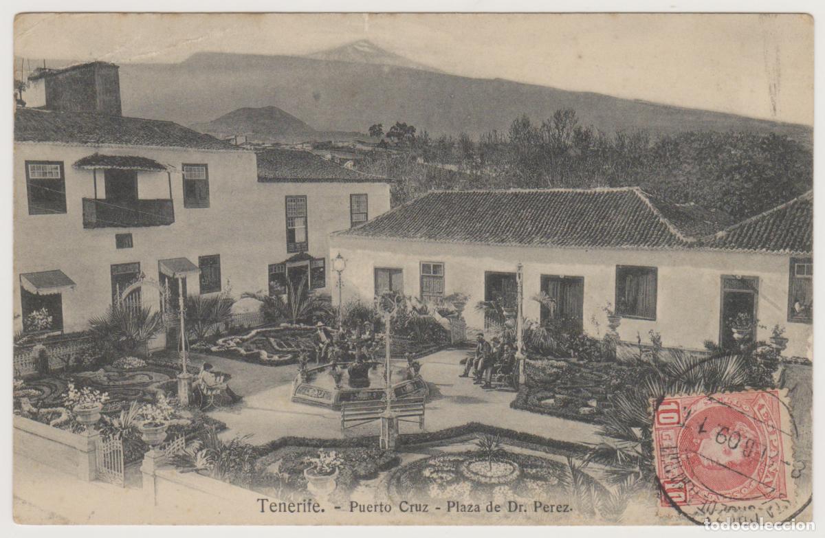 Postales: TARJETA POSTAL - TENERIFE - PUERTO CRUZ - PLAZA DE DR. PEREZ - NOBREGA'S ENGLISH BAZAR