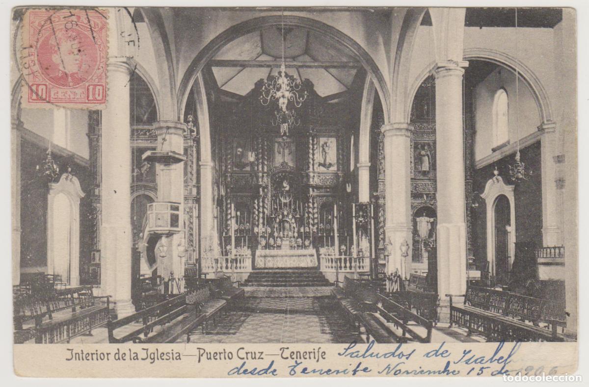 Postales: TARJETA POSTAL - TENERIFE - PUERTO CRUZ - INTERIOR DE LA IGLESIA - NOBREGA'S ENGLISH BAZAR