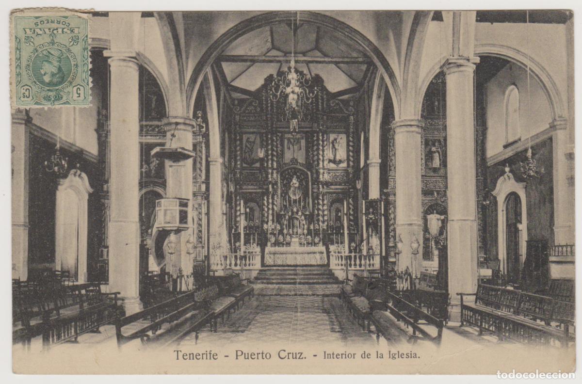 Postales: TARJETA POSTAL - TENERIFE - PUERTO CRUZ - INTERIOR DE LA IGLESIA - NOBREGA'S ENGLISH BAZAR