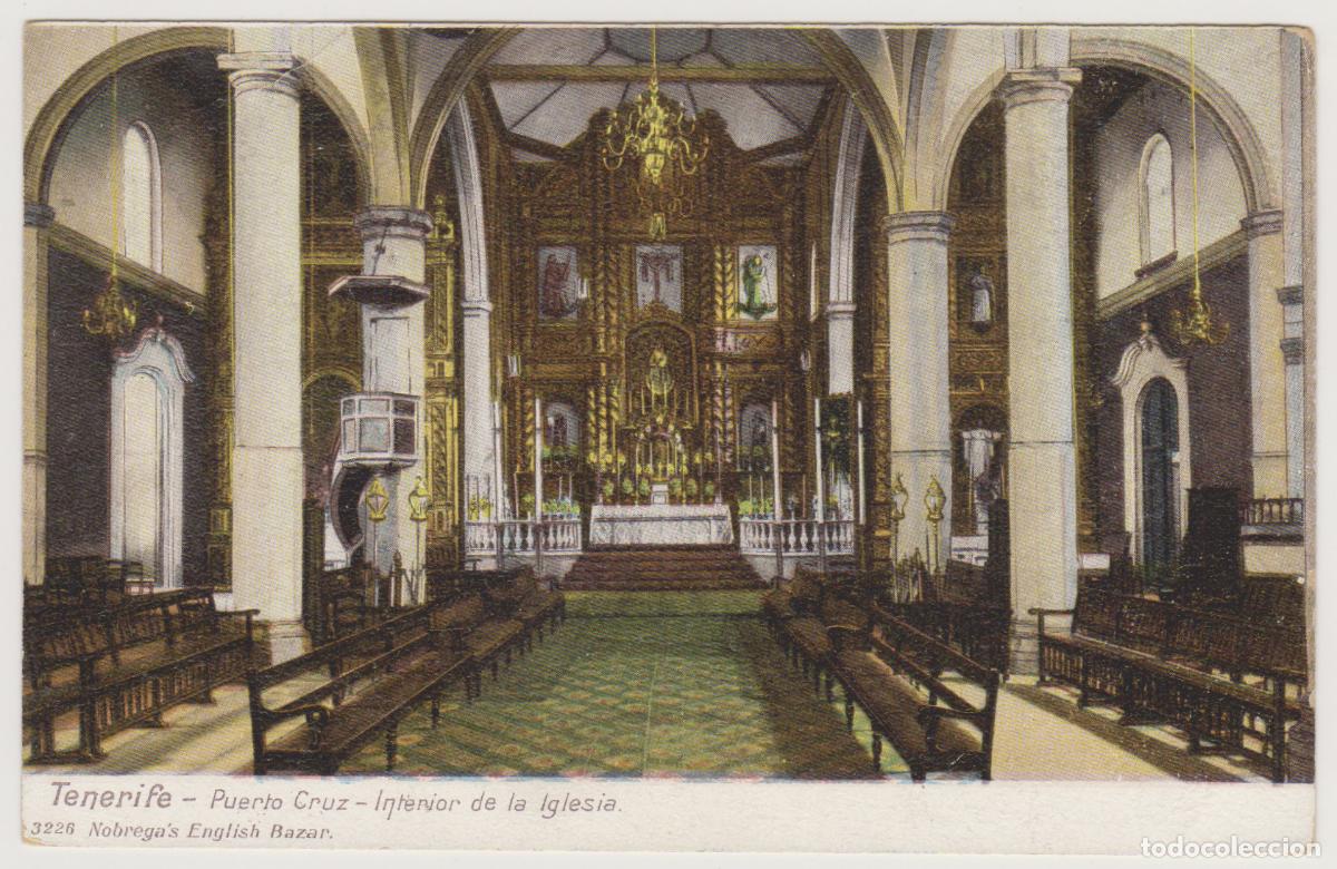 Postales: TARJETA POSTAL - TENERIFE - PUERTO CRUZ - INTERIOR DE LA IGLESIA - NOBREGA'S ENGLISH BAZAR