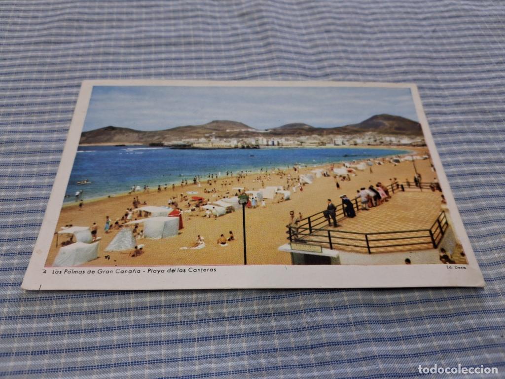 Postales: Postal antigua Canarias. Las Palmas de Gran Canaria. Playa de las Canteras. Circulada