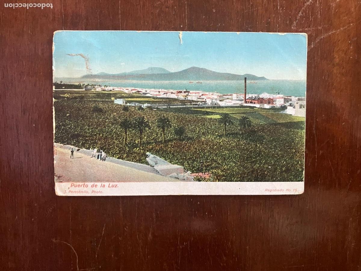 Postales: POSTAL LAS PALMAS PUERTO DE LA LUZ CIRCULADA 1913 .J PERESTRELLO N&ordm; 15