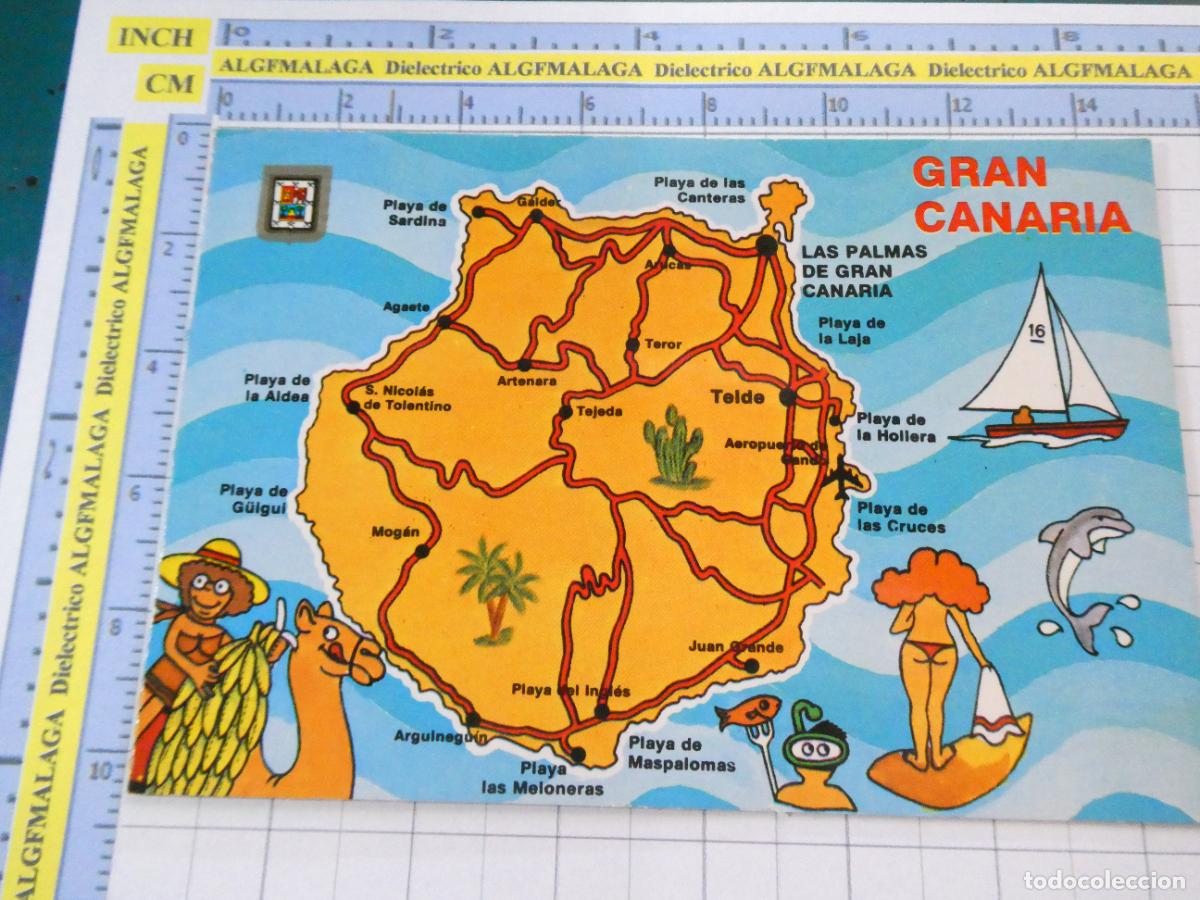 Postales: POSTAL DE GRAN CANARIA. A&Ntilde;O 1982. PLANO MAPA DE LA ISLA 599 ESCUDO ORO. 2975