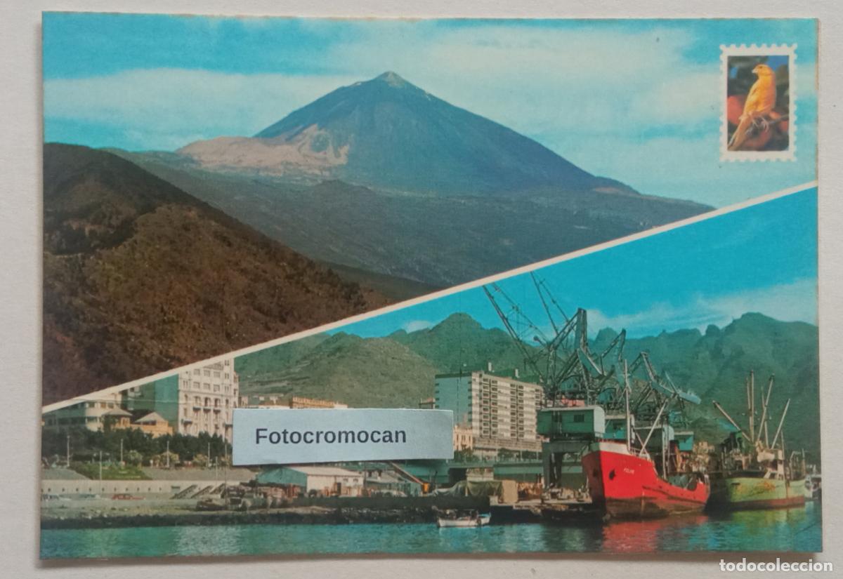 Postales: EL TEIDE Y PUERTO DE. S.C. DE TENERIFE. LITOGRAF&Iacute;A SAAVEDRA. N&ordm;558
