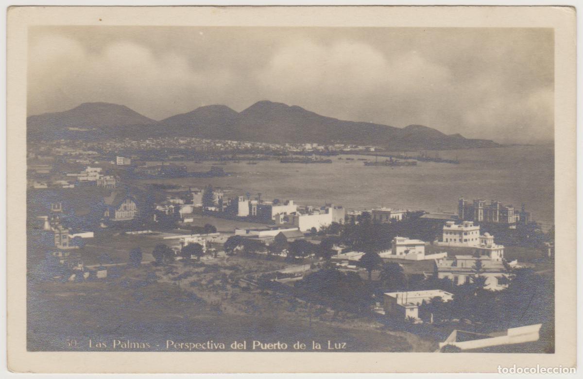 Postales: TARJETA POSTAL - LAS PALMAS - PERSPECTIVA DEL PUERTO DE LA LUZ - N&ordm; 50 - BAZAR ALEMAN